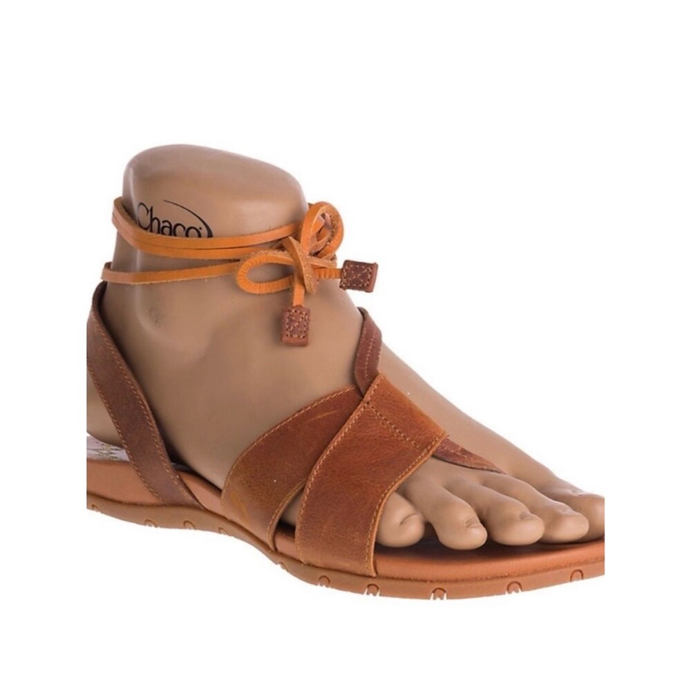 Chaco Women’s Sage Gladiator Sandals Size 8 Maple Brown Leather Lace-Up Flats